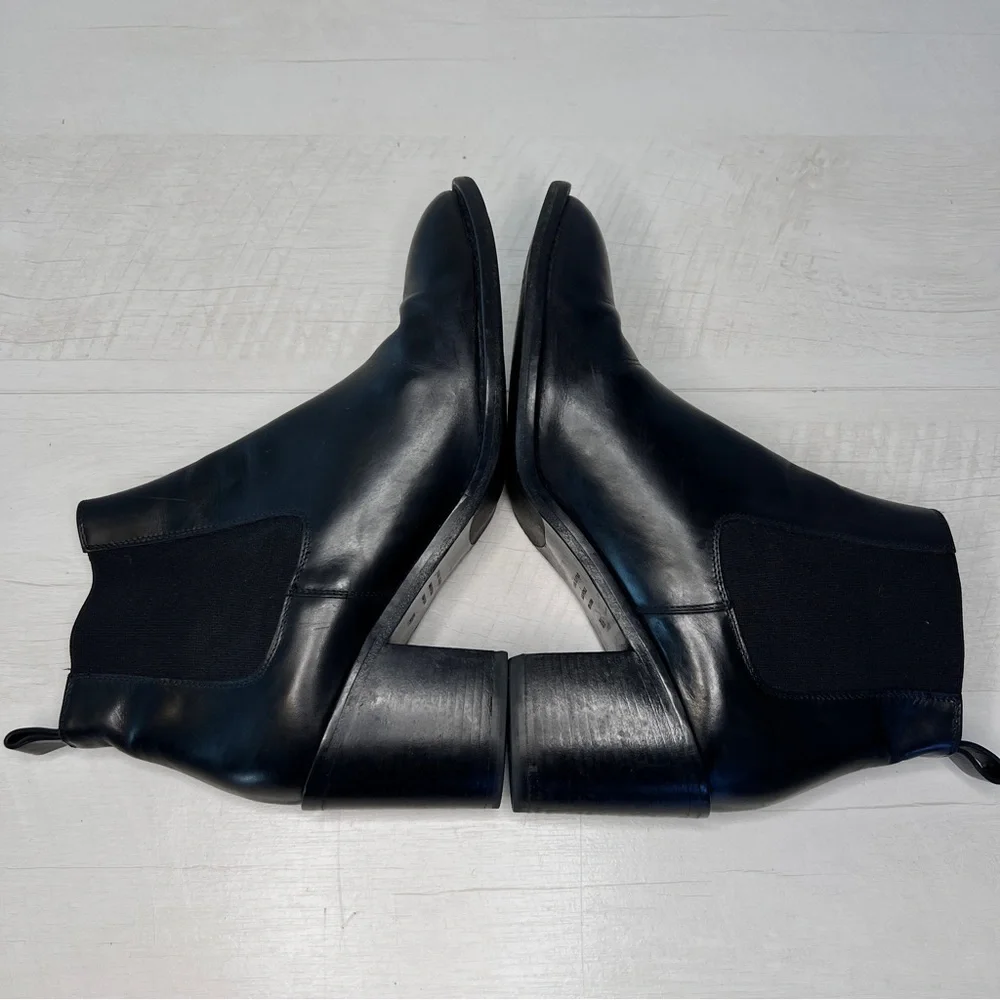 Jenni Kayne Chelsea Black Leather Ankle Heeled Boots